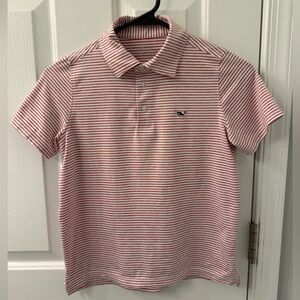 Vineyard vines, performance, boys polo, red, and white striped S 8-10